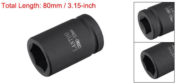 1" Drive by 33mm 6-Point Impact Socket CR-MO 80mm Length Standard Metric Sizes gallery