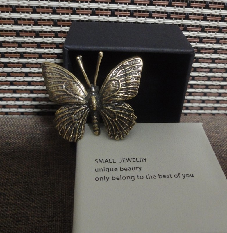Solid Brass Butterfly Figurine Vintage Style Bronze Color Statue Home Decor gallery