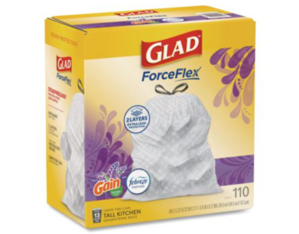 ForceFlex Tall Kitchen Drawstring Trash Bags, 13 gal, Gain Lavender with Febreze gallery