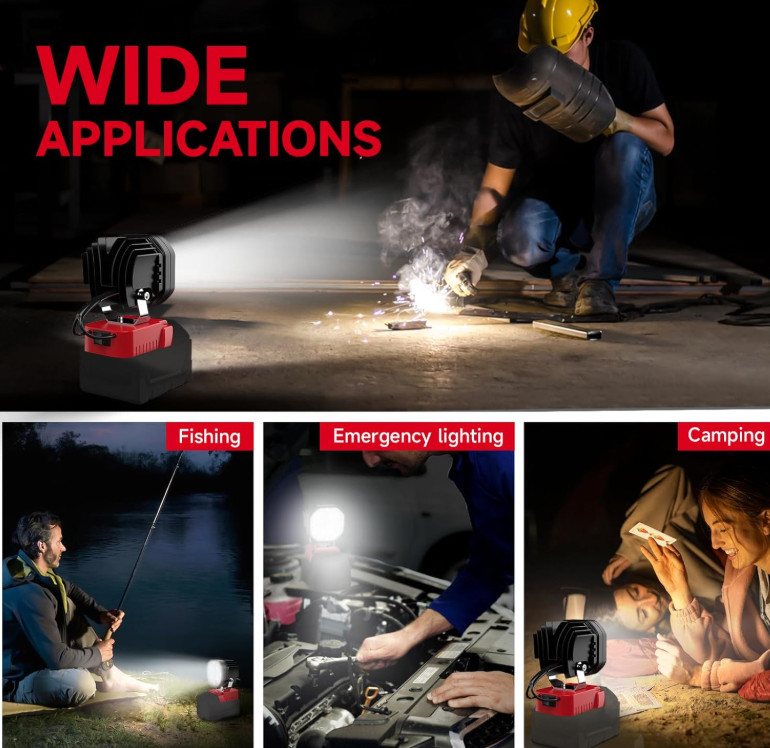 40W 6000LM LED Work Light Flashlight Compatible with Milwaukee 18V Battery gallery