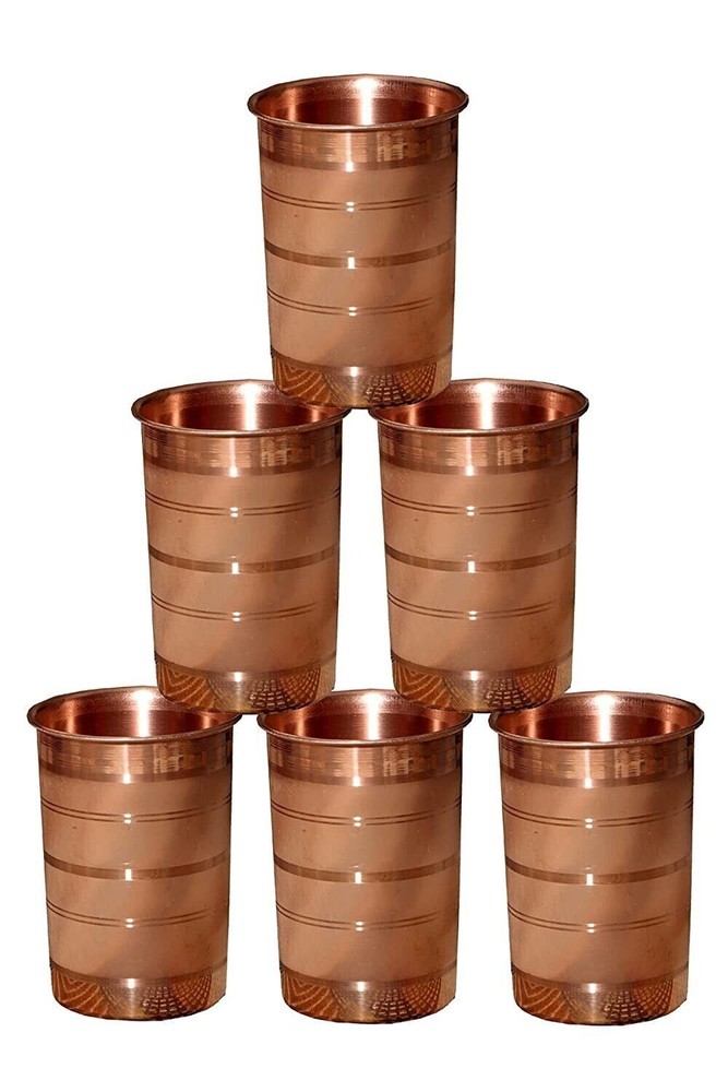 Copper Glass for Drinking Silver Touch Serving Water Serveware Tumbler Set of 6