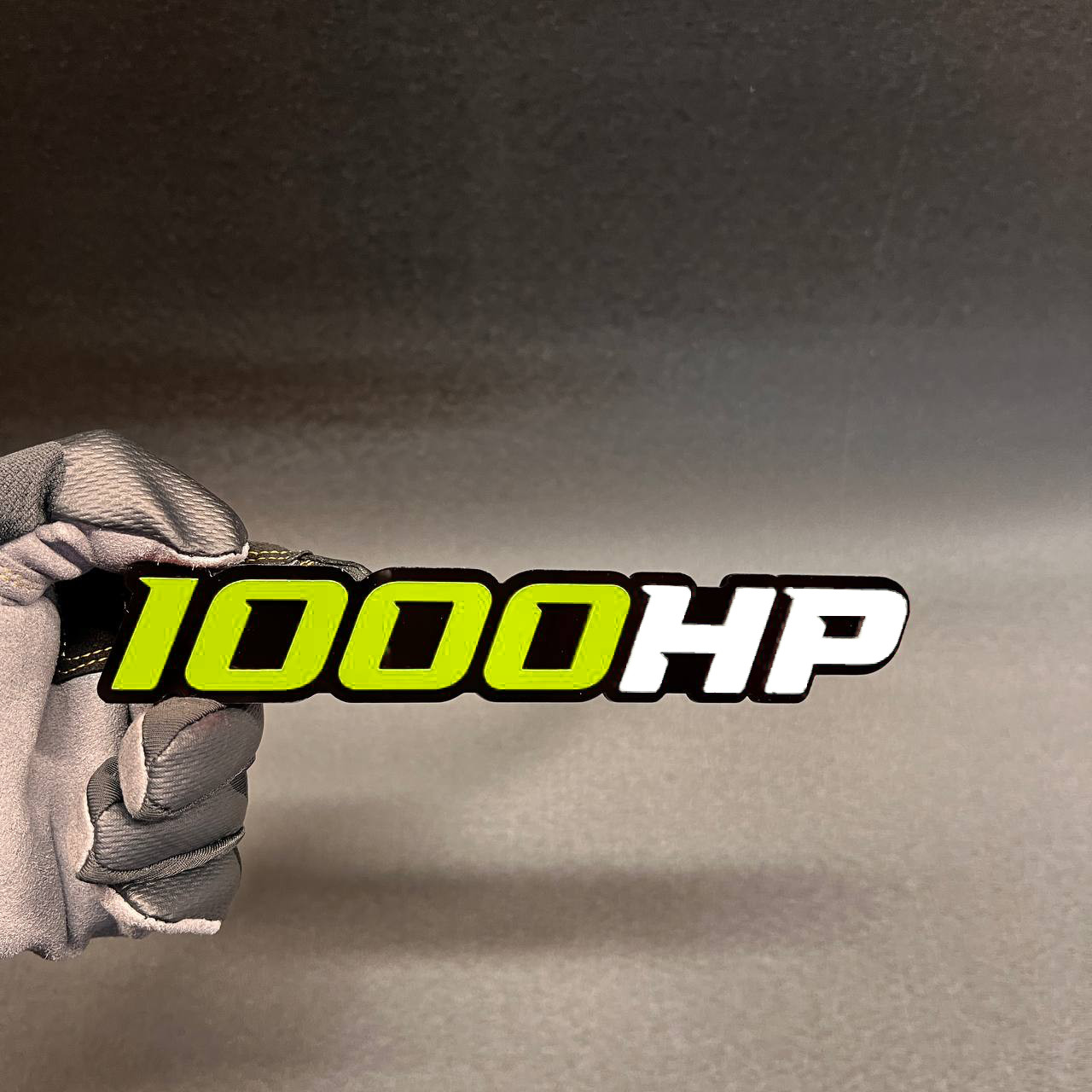 1X 1000 HP Custom 3D Car Emblem Multicolor Acrylic Badge WHITE - BLACK - YELLOW gallery
