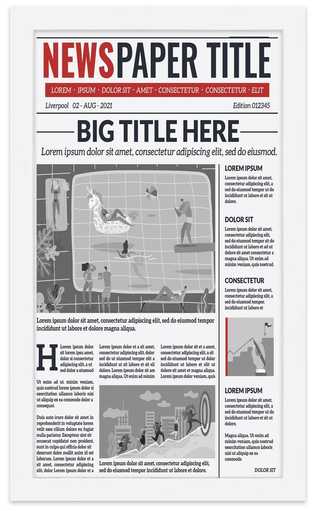 Solid Wood Newspaper Frame Matte White Finish Size 11x12