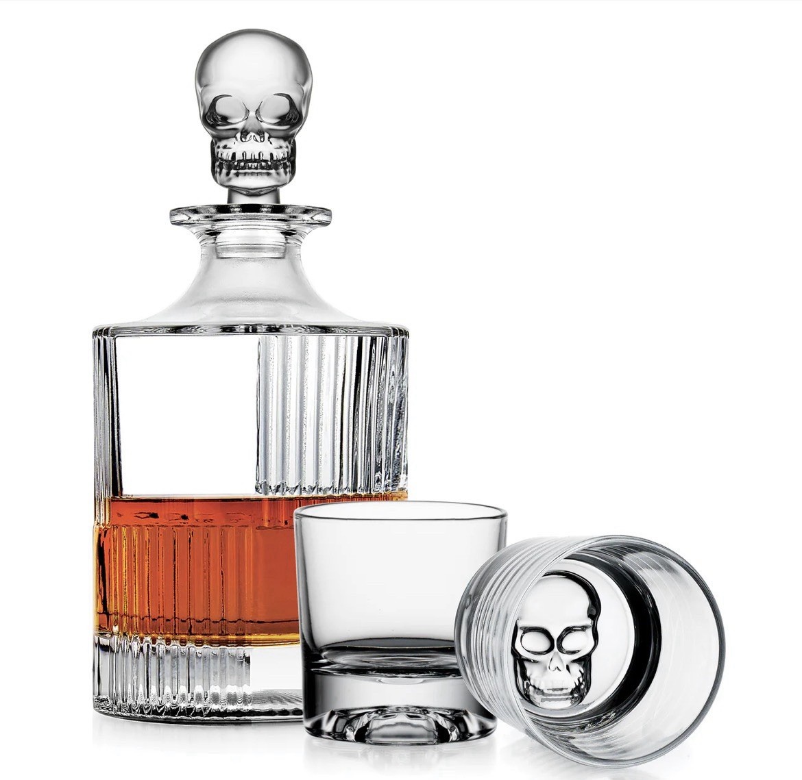 Skull Crystal Decanter And Glasses Set. New In Box, Ready Party! FREE SHIPPING! gallery