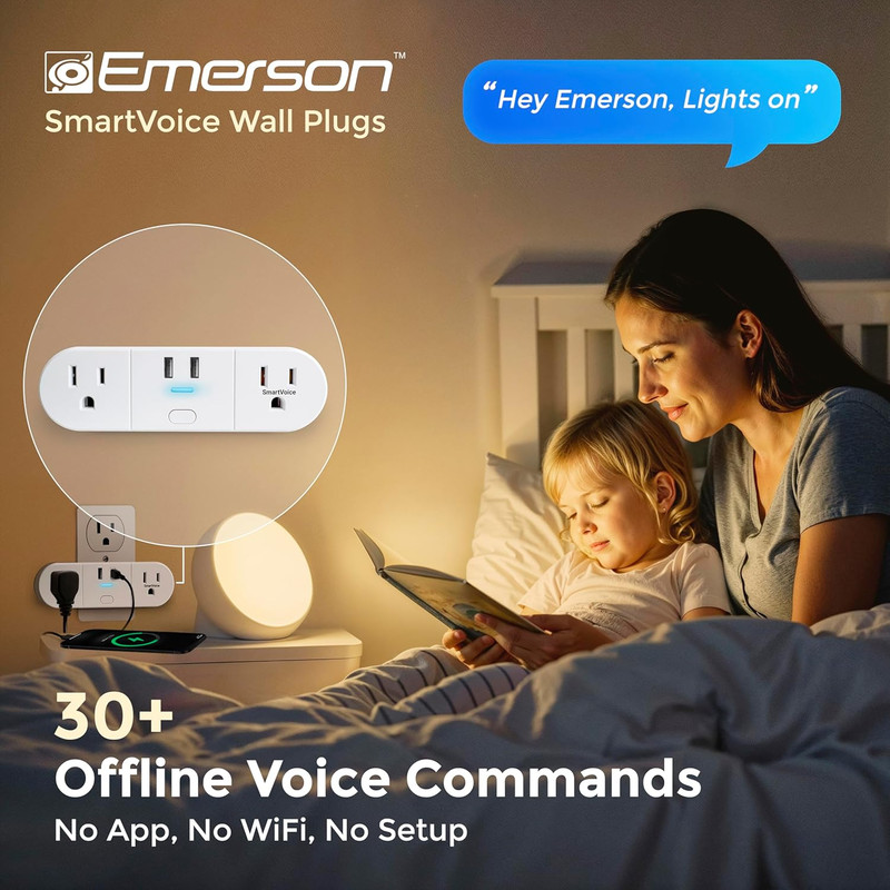 Smartvoice 4-In-1 Wall Plug, Offline 30+ Voice Control Commands, No APP, No Wifi gallery