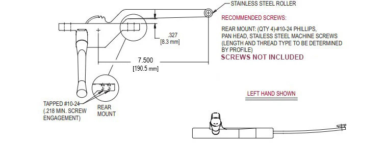WRS Truth Left Hand, Black Rear Mount Single Arm Operator 71/2in Arm gallery