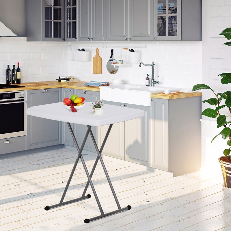 30'' Plastic Folding Tables Rectangular Utility Table Adjustable Height White gallery