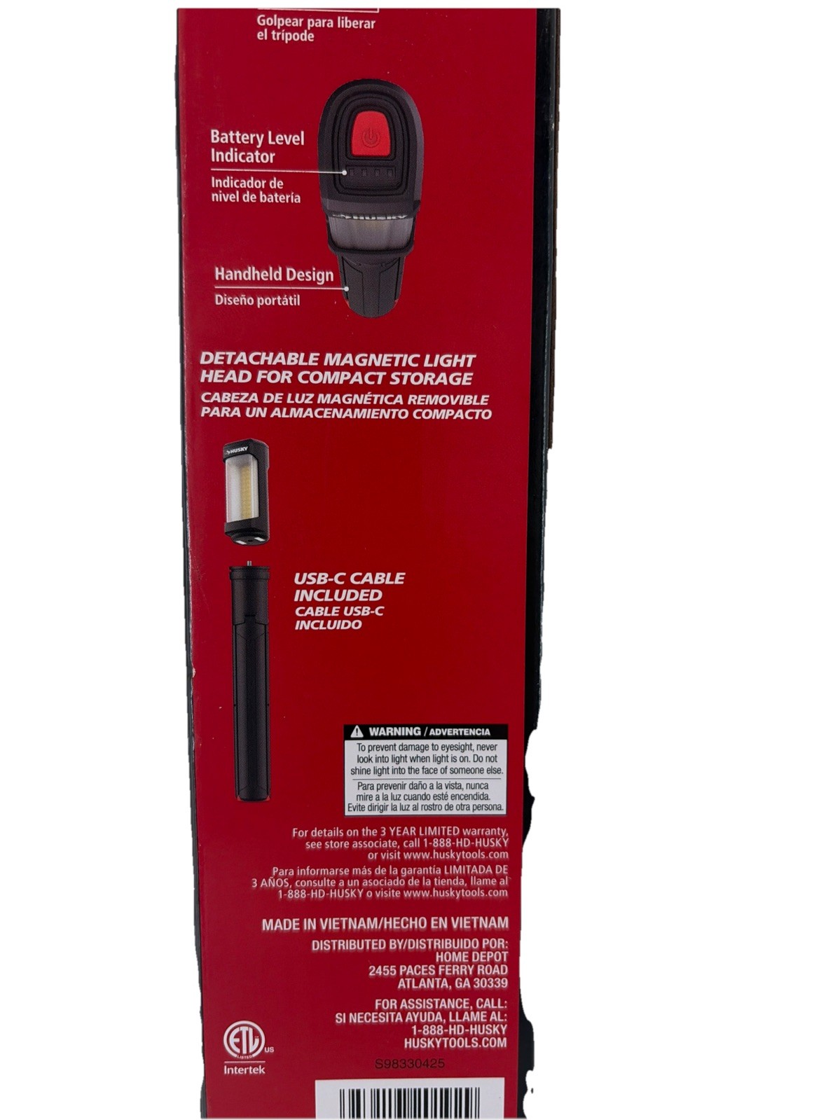 HUSKY 800 Lumen LED Work Light Rechargeable Detachable Tripod 4 Modes 18 Hr Batt gallery
