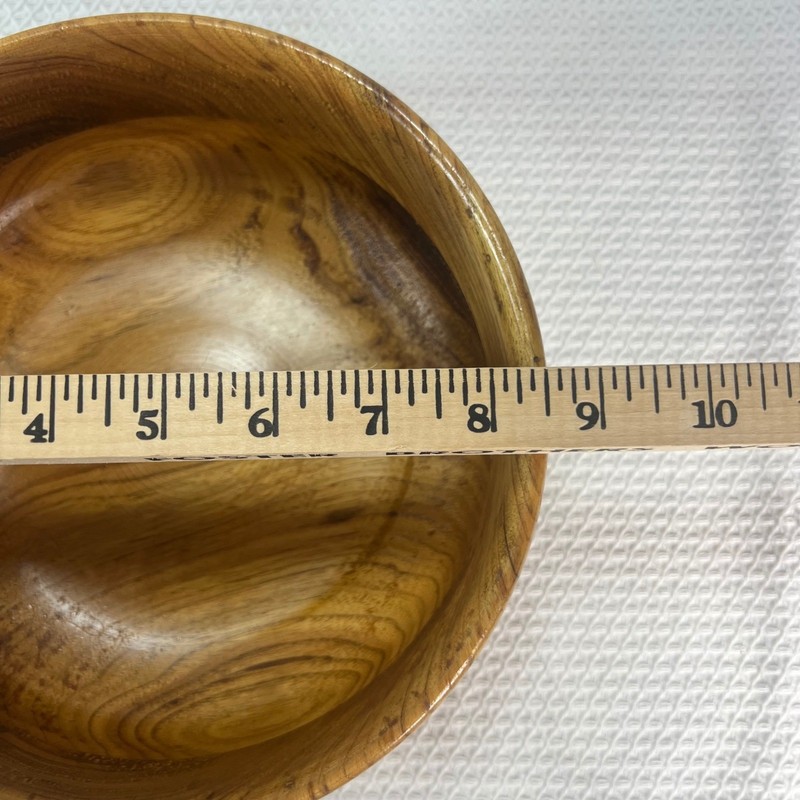 Handmade Solid Wood Decorative Bowl Round Rustic Brown 8.5 Inch Red Felt Base gallery