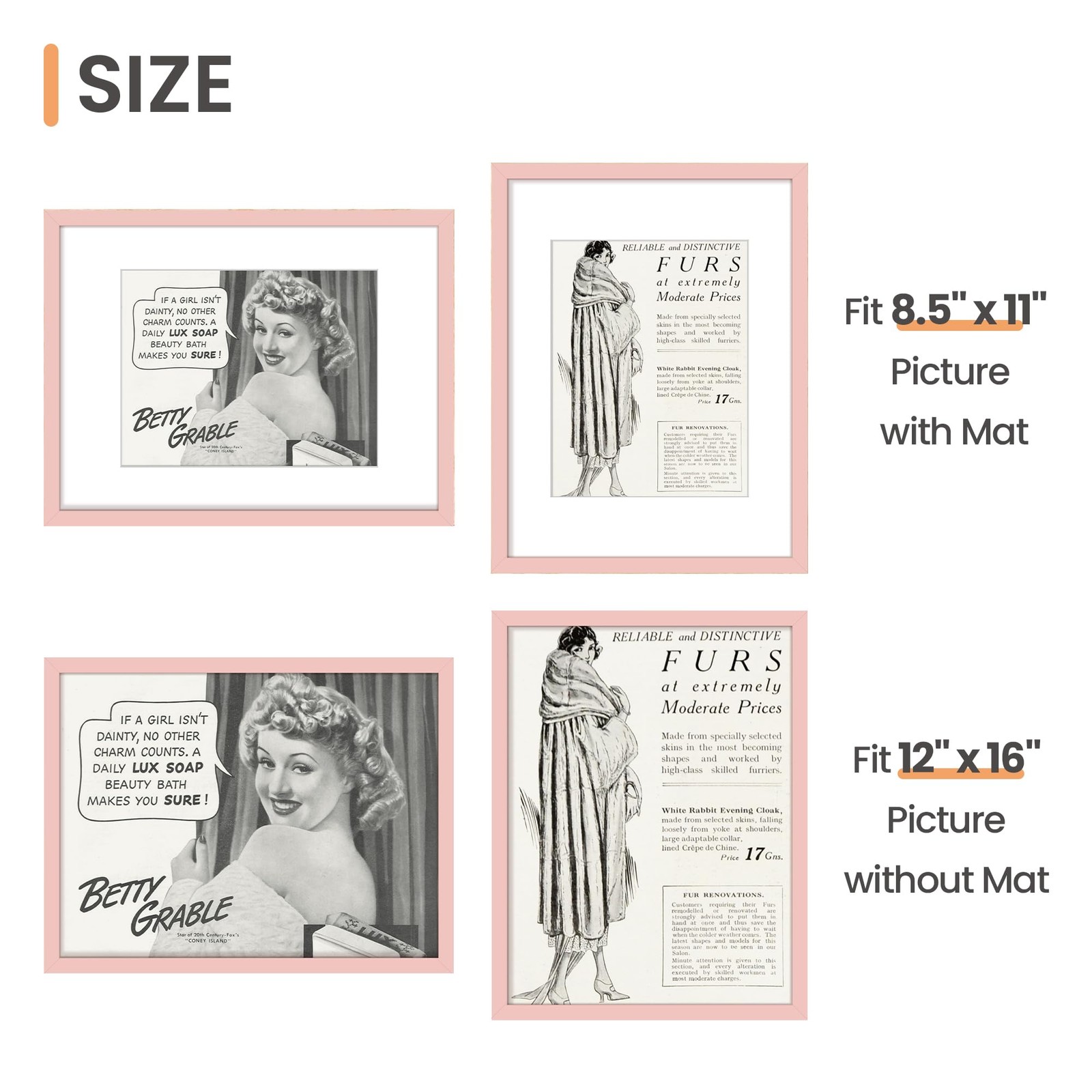 upsimples 12x16 Picture Frame, Display Pictures 8.5x11 with Mat or 12 x 16 Wi... gallery