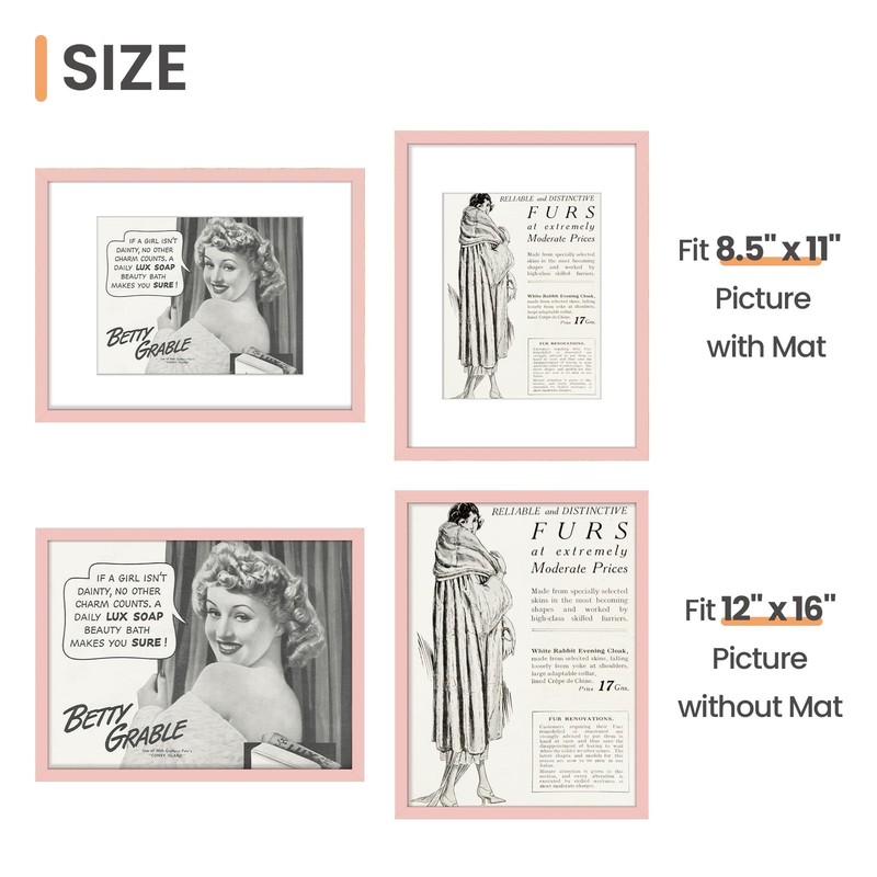 upsimples 12x16 Picture Frame, Display Pictures 8.5x11 with Mat or 12 x 16 Wi... gallery