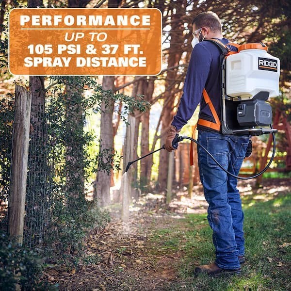 RIDGID Battery Powered 18V Backpack Sprayer 4 Gal Adjustable Flow Rate Tool Only gallery