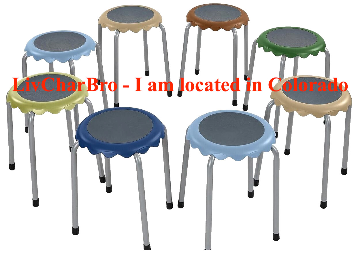 8 Pack ECR4Kids Classroom Daisy Stacking Stool Set Earth Tones Sturdy Strong gallery
