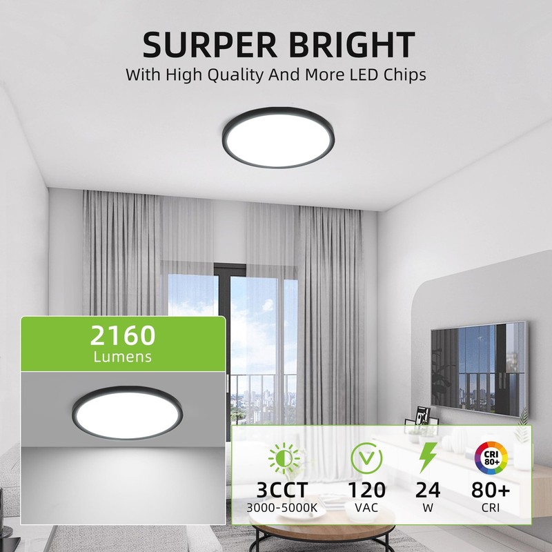 2 Pack 12 Inch Selectable CCT Round Flat Panel Light, 24W, 3000K/4000K/5000K,... gallery