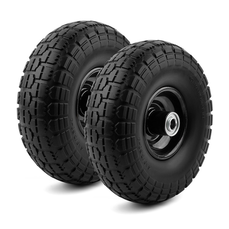 10" Solid Rubber Tire Wheels Flat Free Tires 4.10/3 Truck Trolley gallery