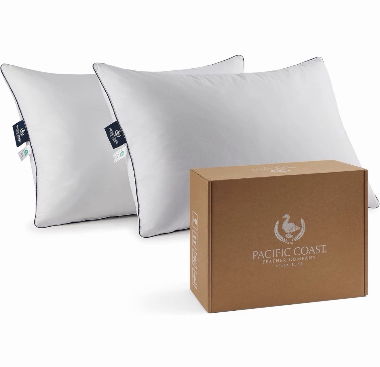 Pacific Coast Goose Feather and down Bed Pillows Standard Size Set of 2, Hotel P gallery