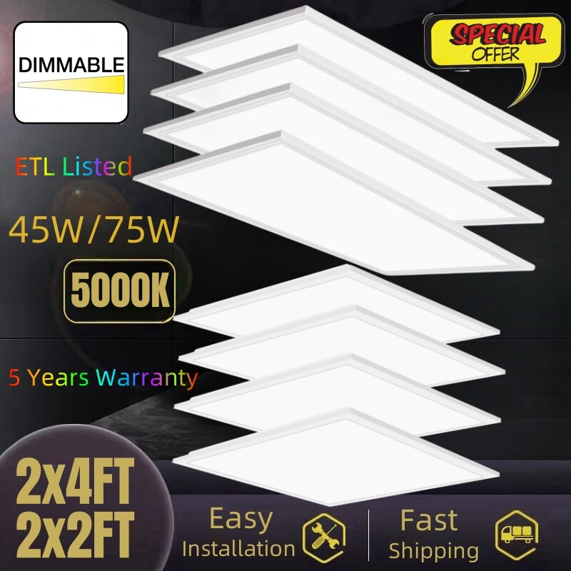 45W 2X2FT LED Flat Panel Light 75W 2x4FT Dimmable 0-10V 120LM/W ETL Certified gallery