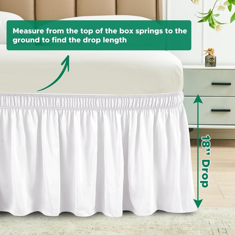 Adjustable Elastic Bed Skirt with Ruffles for Queen Size - Easy Fit Design gallery