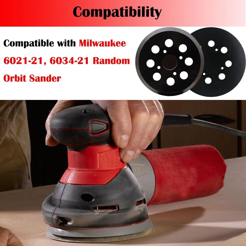 2 Pack 5 Inch 8 Hole Hook and Loop Sander Pad for Milwaukee 6021-21 6034-21 gallery