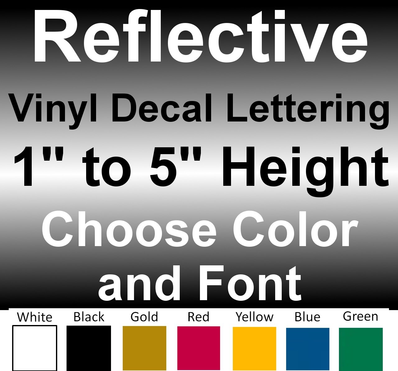 1 to 5 INCH Custom REFLECTIVE Vinyl Decals Text Lettering Numbers Stickers Sign gallery
