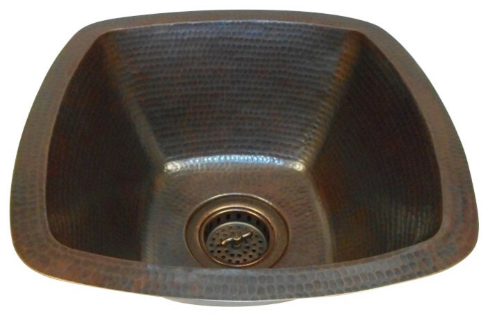 15" Square Copper Bar Kitchen Prep Sink with Lock Nut Drain gallery