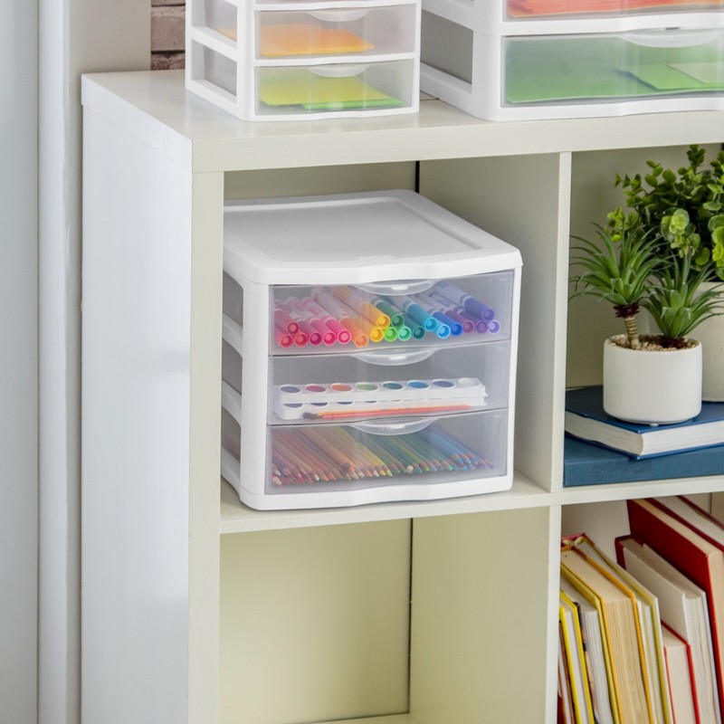 3 Drawer Unit Clear Plastic Countertop, Desktop Drawers, White gallery