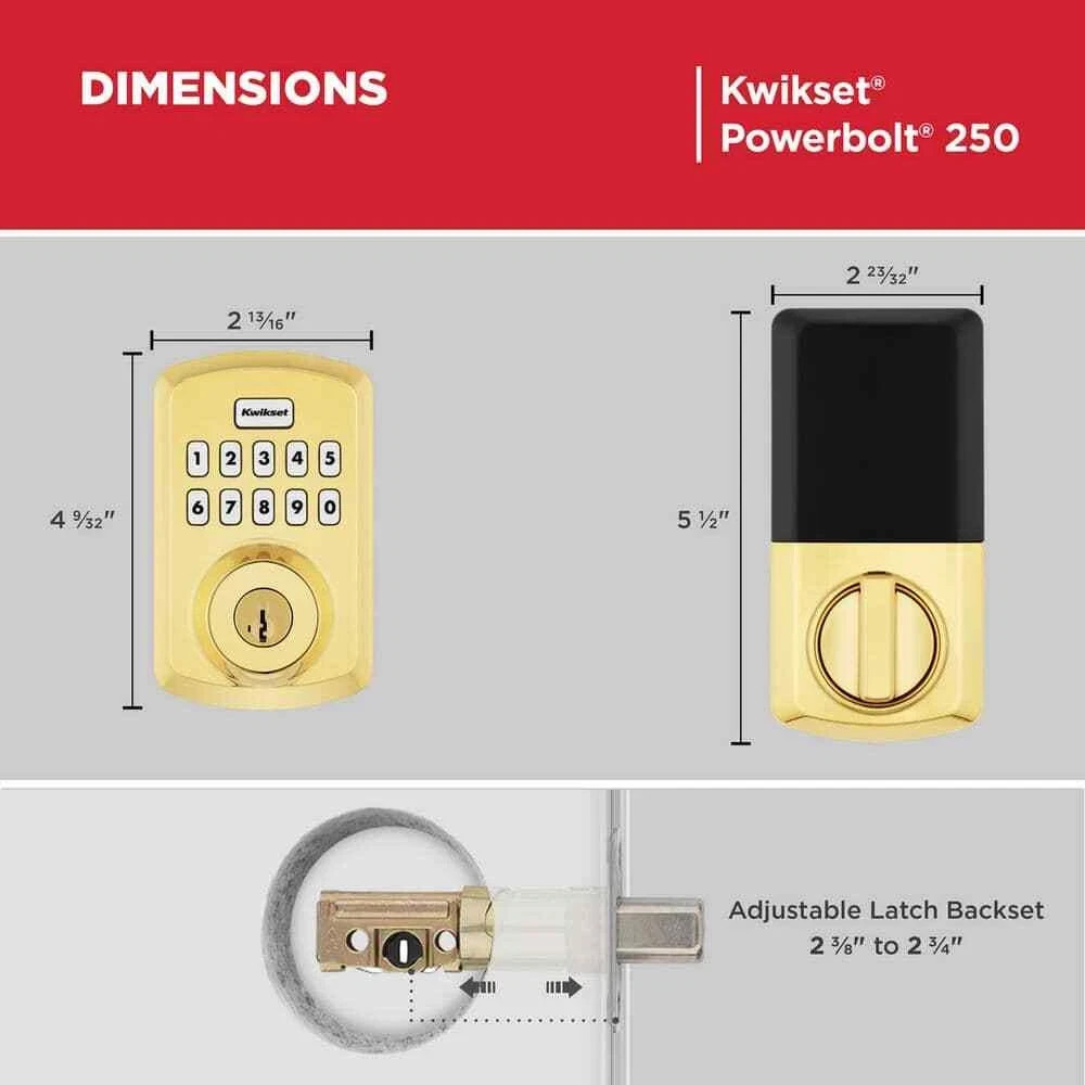 Kwikset Powerbolt 250 10-Button Keypad Lifetime Polished Brass Transitional gallery