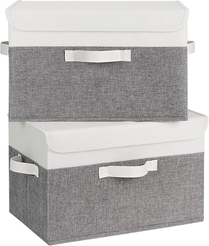 High-Quality Decorative Fabric Storage Bins with Easy Access Lids, 2-Pack gallery