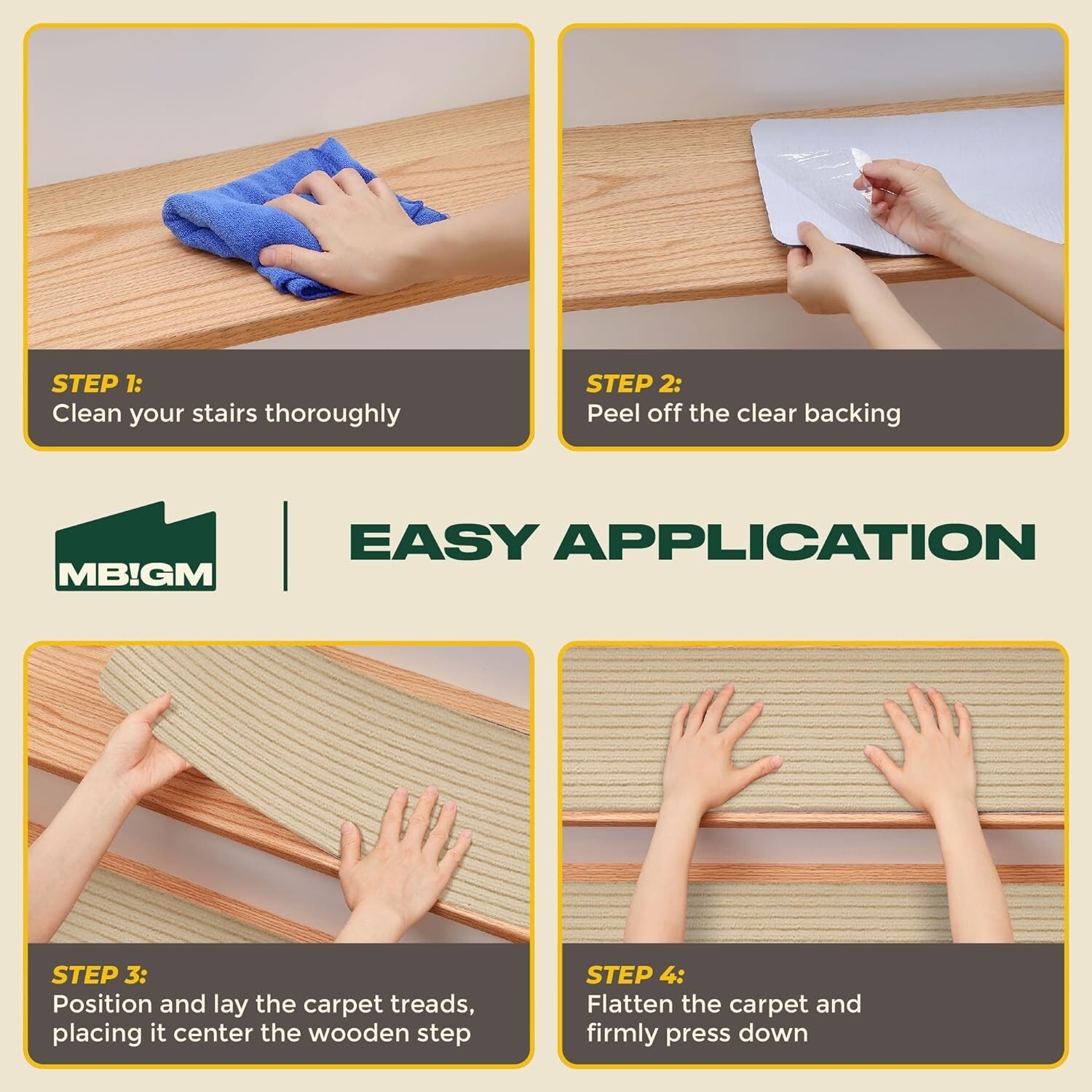 8" X 30" (7 in Pack) Non-Slip Carpet Stair Treads Non-Skid Safety Rug Slip Resis gallery