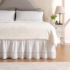 Wrap Around Ruffled Lace Bed Skirt Elastic Dust Ruffle with Adjustable Belts15