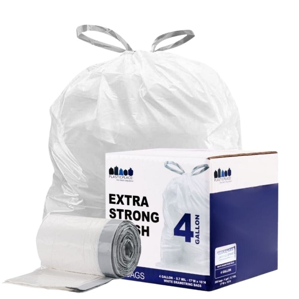 Plasticplace 4 Gallon Drawstring Trash Bags - Case of 100 Bags gallery