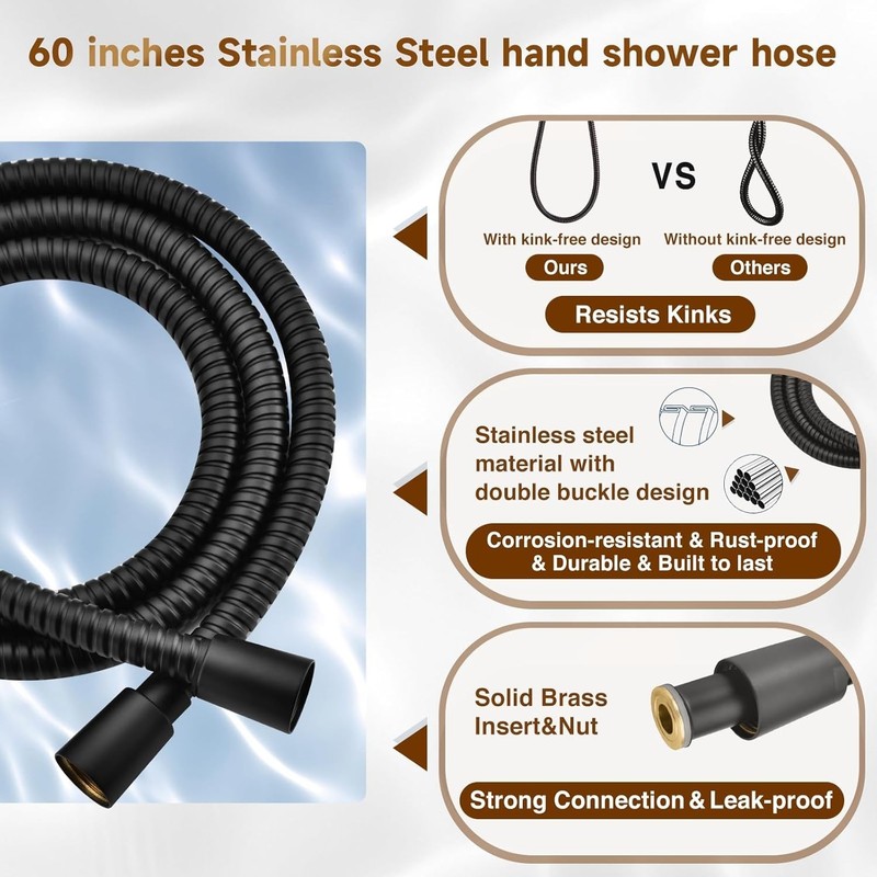 "Bright Showers" Multi Function Rain Chrome Shower Head Matt Black PSS3919-04 gallery