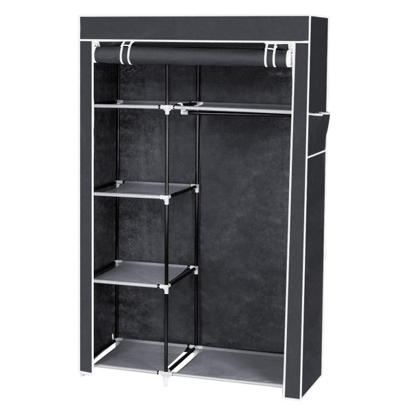 64" Portable Closet Storage Organizer Wardrobe Clothes Rack with Shelves Gray gallery