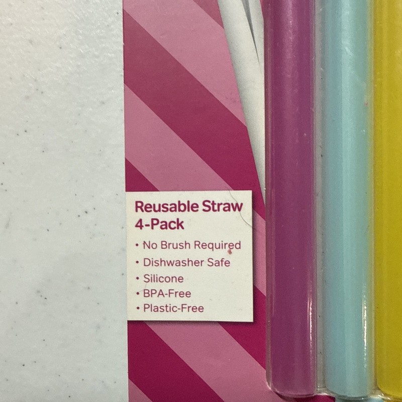New SQUEAKY CLEAN STRAW 4 Pack Reusable BPA-Free Silicone Straw Easy Clean gallery