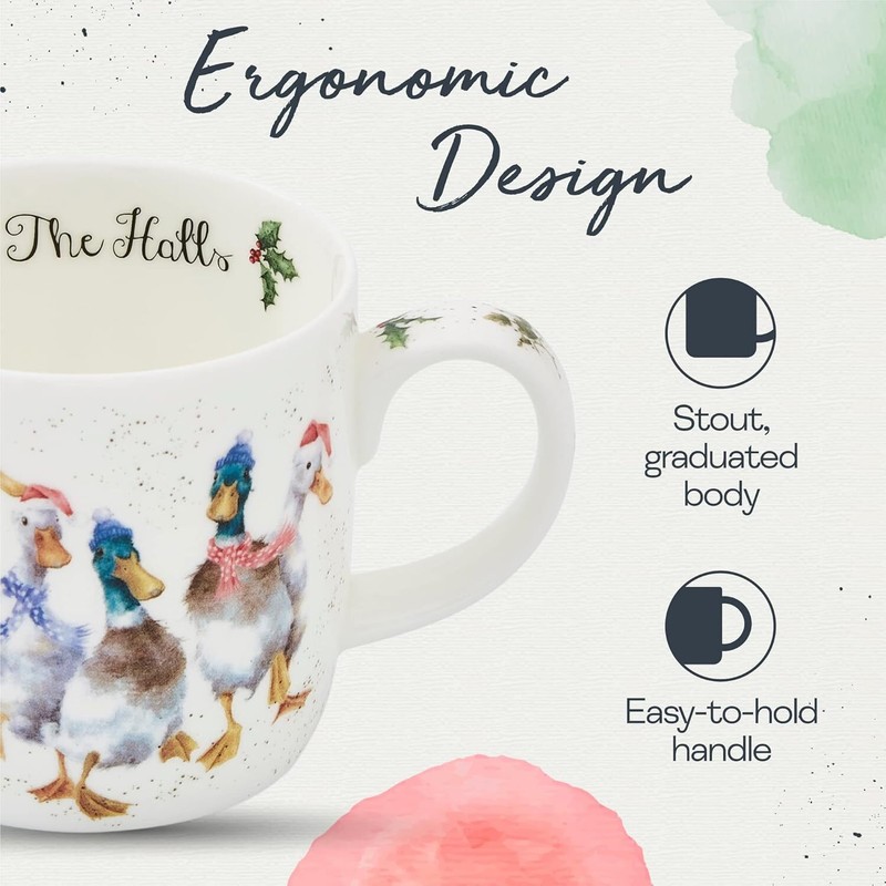 Royal Worcester Wrendale Designs Bone China 14 oz. Mug - Duck The Halls (Ducks) gallery