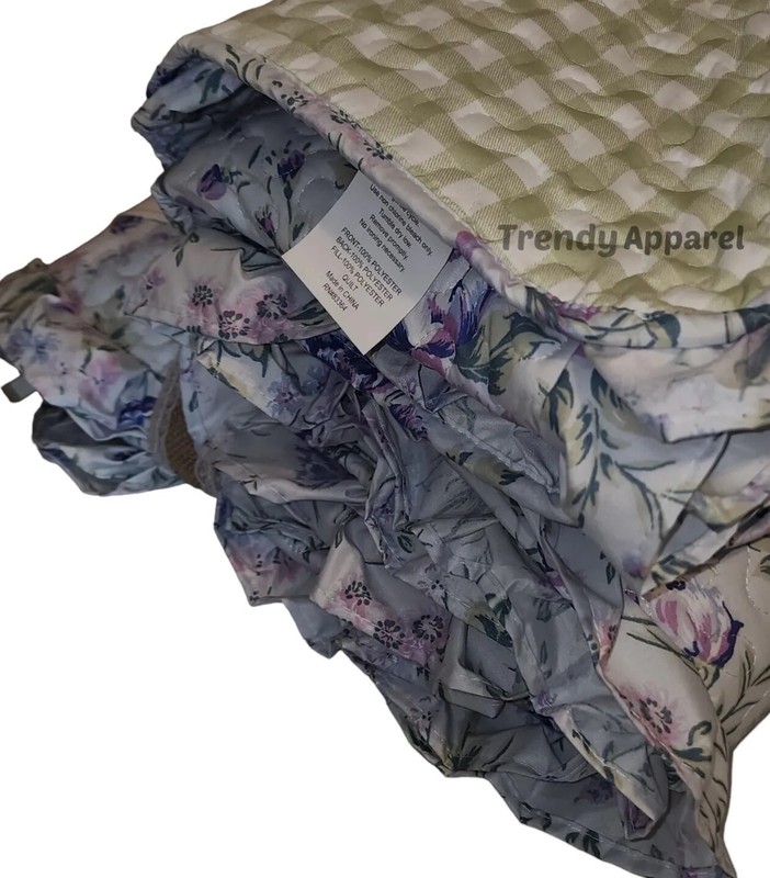 Shabby Chic, Reversible, Violet/Blue Floral KING Quilt & Sham Set gallery