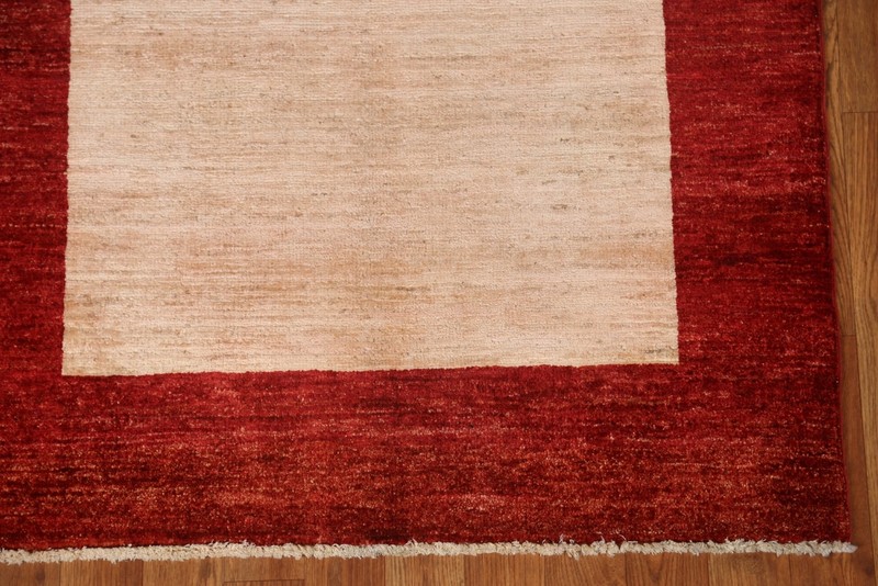 Bordered Ivory/ Red Modern Gabbeh Oriental Area Rug 3'x5' Wool Handmade Carpet gallery