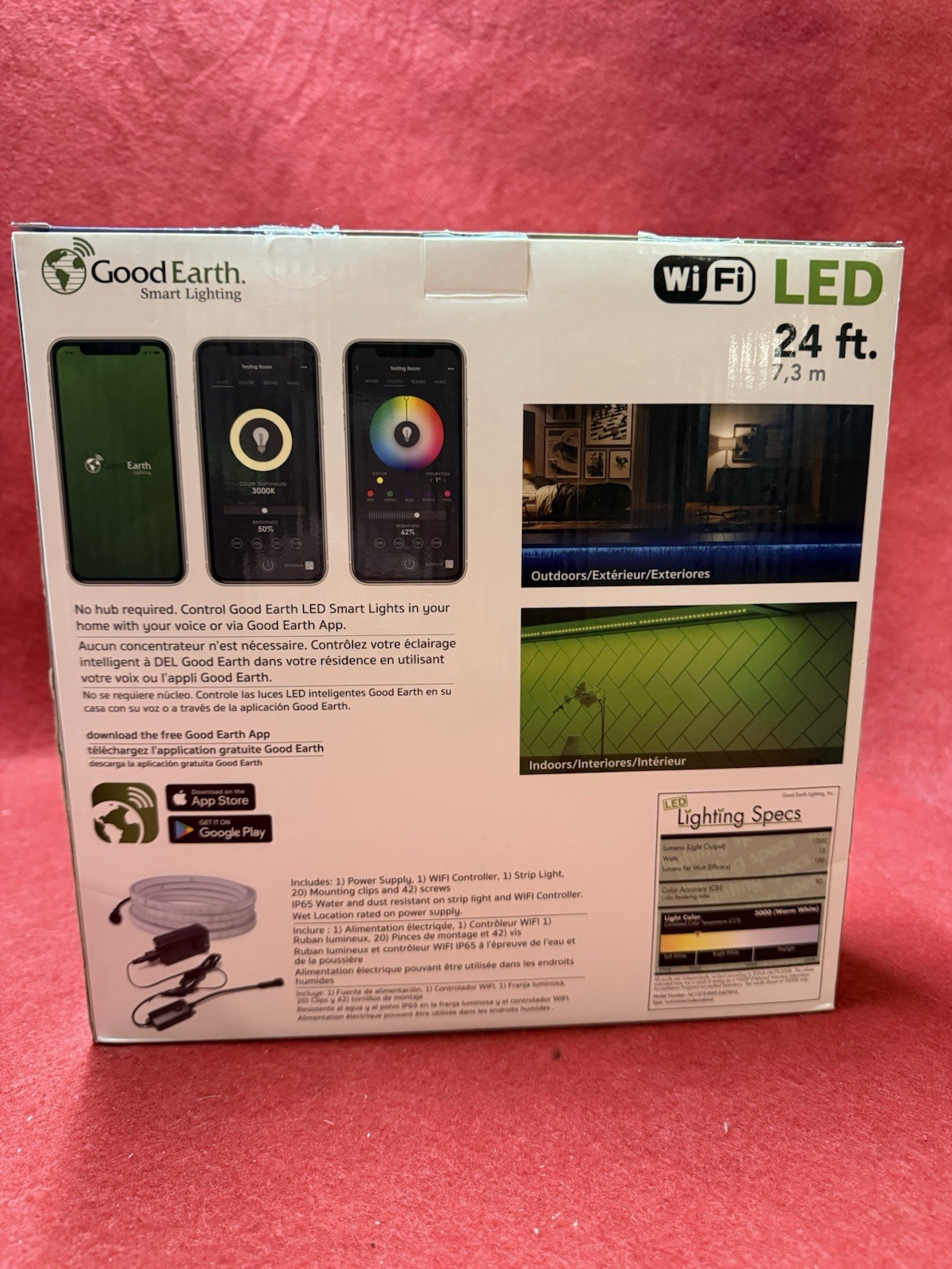 Good Earth Smart Lighting Indoor|Outdoor Smart Strip Light Kit 24 Ft. NEW sealed gallery