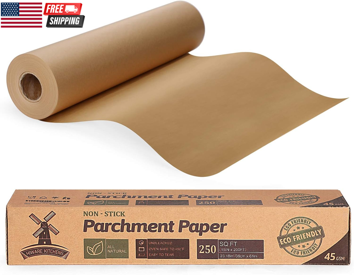 Unbleached 15 X 200 Ft Parchment Baking Paper Roll - 250 Sq.Ft for Baking, Cooki gallery