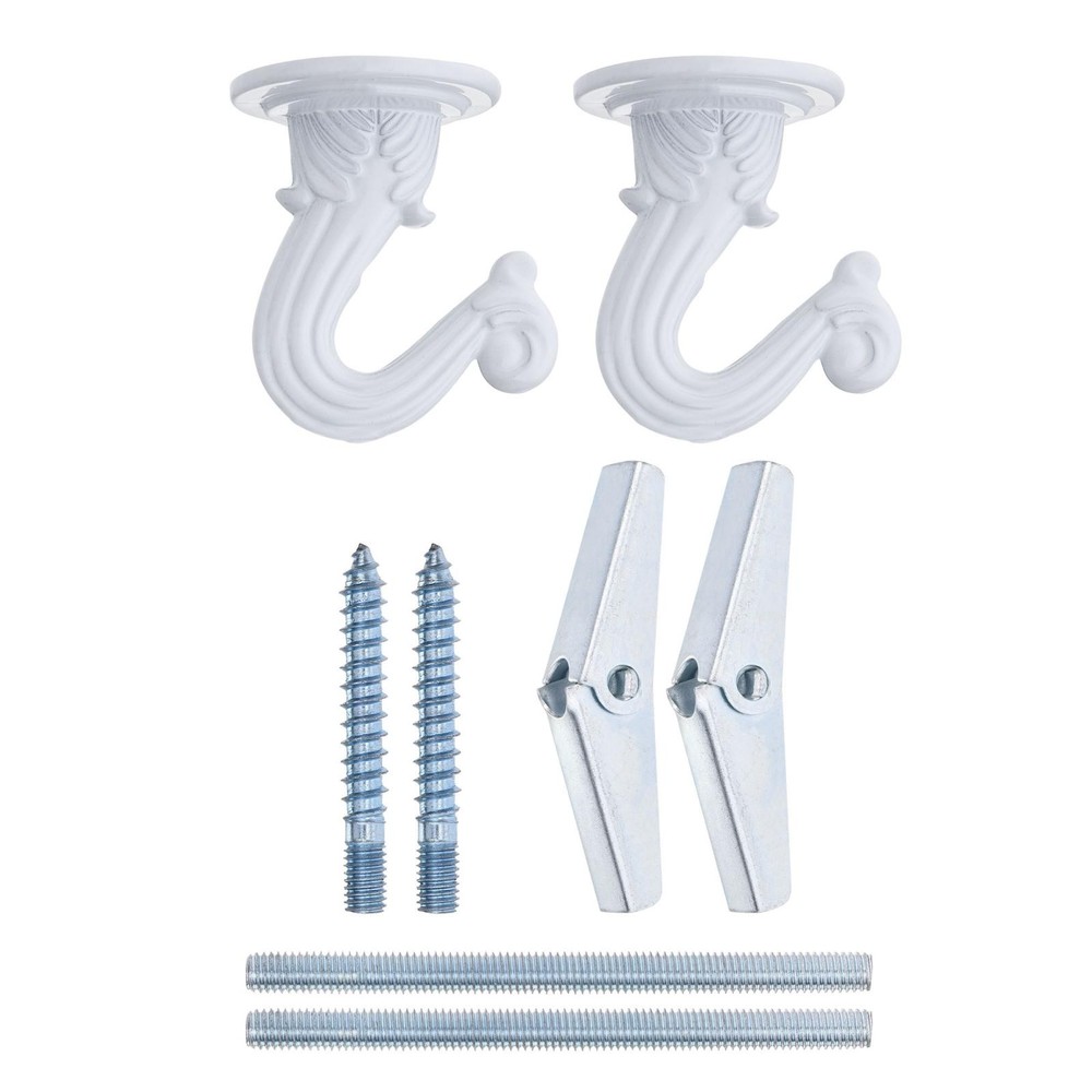 2Pcs Swag Ceiling Hooks with Hardware Zinc Alloy White Plants Hanging 29x38mm