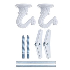 2Pcs Swag Ceiling Hooks with Hardware Zinc Alloy White Plants Hanging 29x38mm