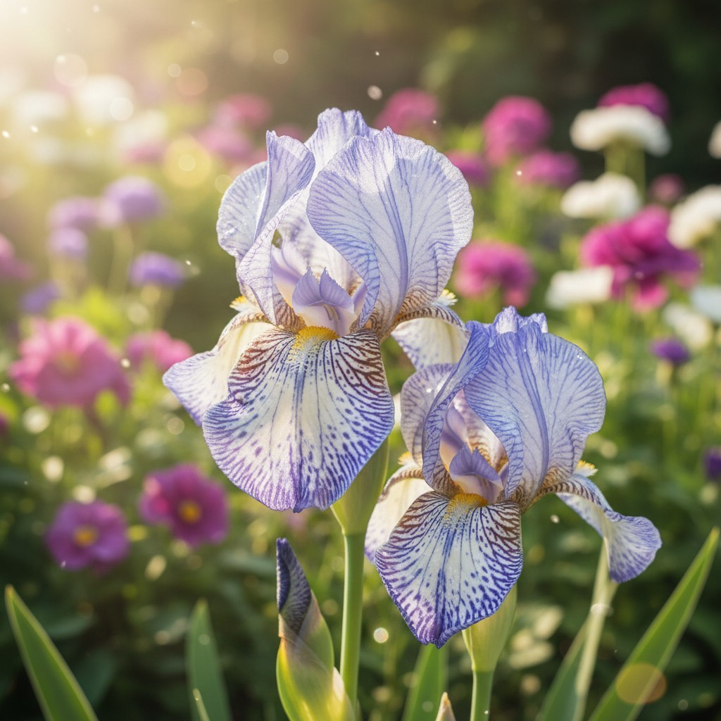 45 Blue Porcelain Bearded Iris Seeds – White & Blue Spotted Petals gallery