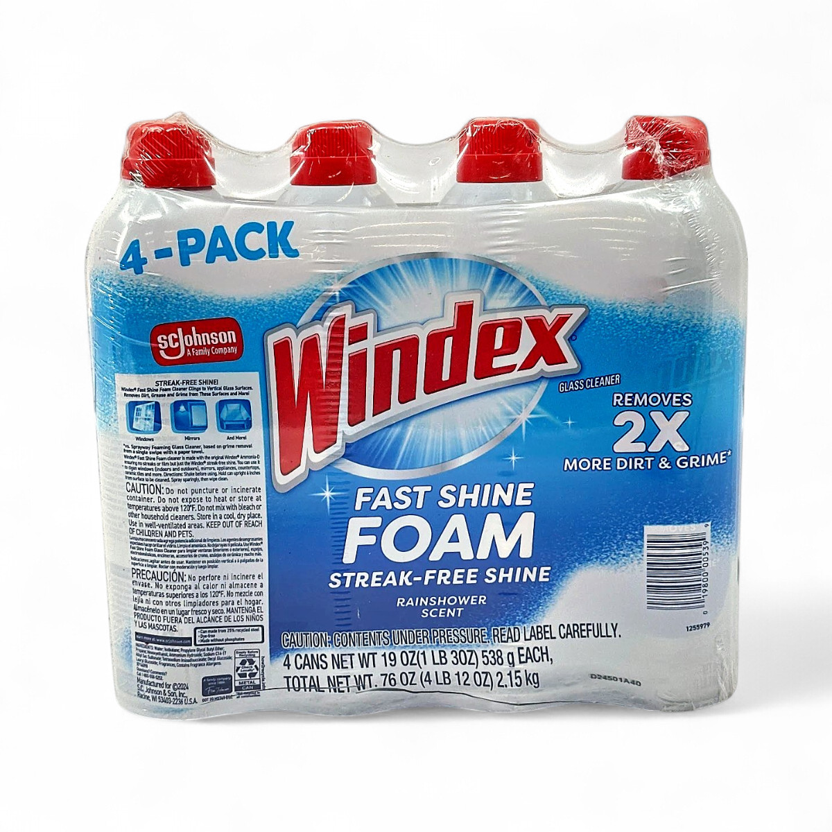 Windex Fast Shine Foam Glass Cleaner Streak Free - Rainshower Scent 19oz 4-Pack gallery