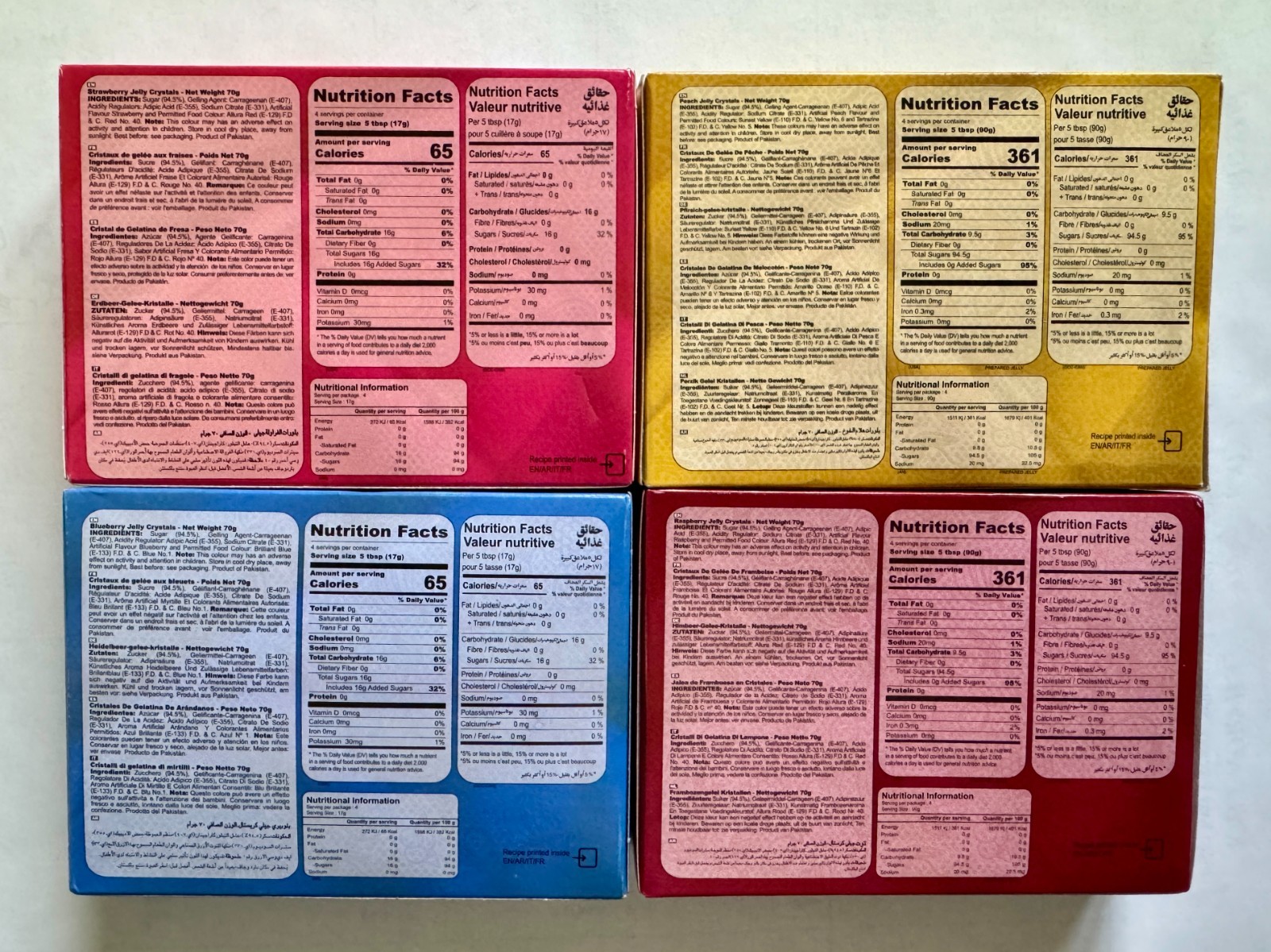 Ahmed STRAWBERRY, PEACH, BLUEBERRY & RASPBERRY Jello 70g (4 Packs) - Halal gallery
