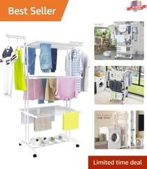 Sturdy Foldable Clothes Drying Rack – Movable – 67.7H x 19.7W x 30L Inches