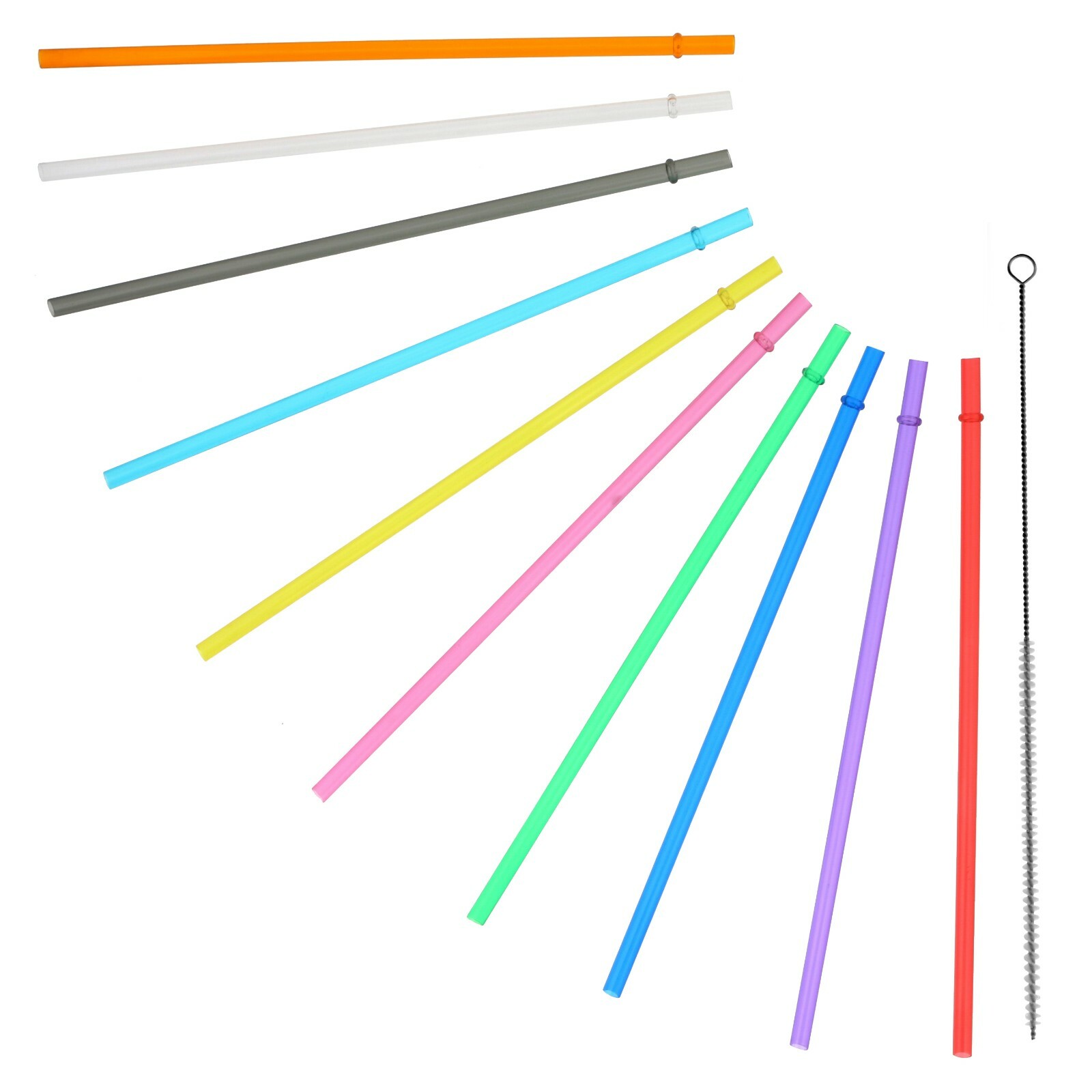 10.5" Long Rainbow Colored Reusable Plastic Replacement Straws, Set of 10 gallery
