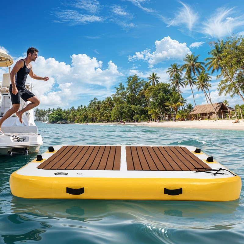 Water Platform Inflatable Floating Dock 6x5 ft Non-Slip Floor, Heavy Duty PVC gallery