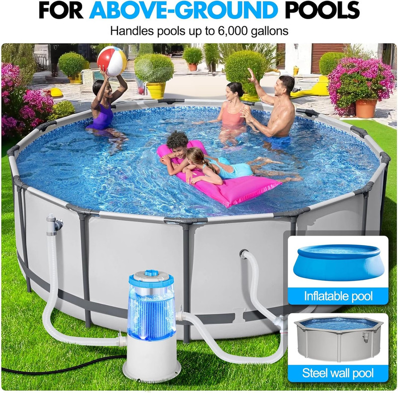 1000 GPH LED Pool Filter Pump with Transparent Housing for Real-Time Monitoring gallery