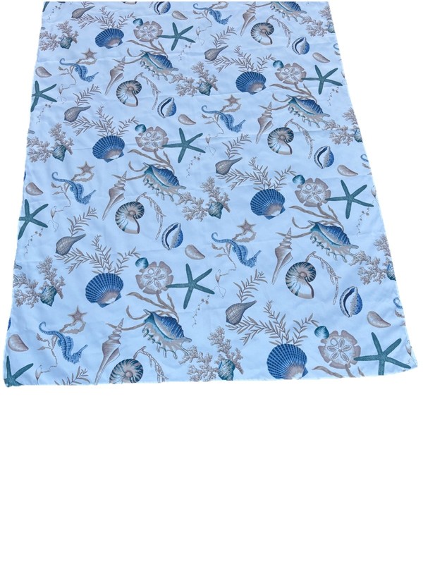 Ocean Tablecloth Shell Starfish Rectangle 82x58” Seahorse Off White Blue Beige gallery