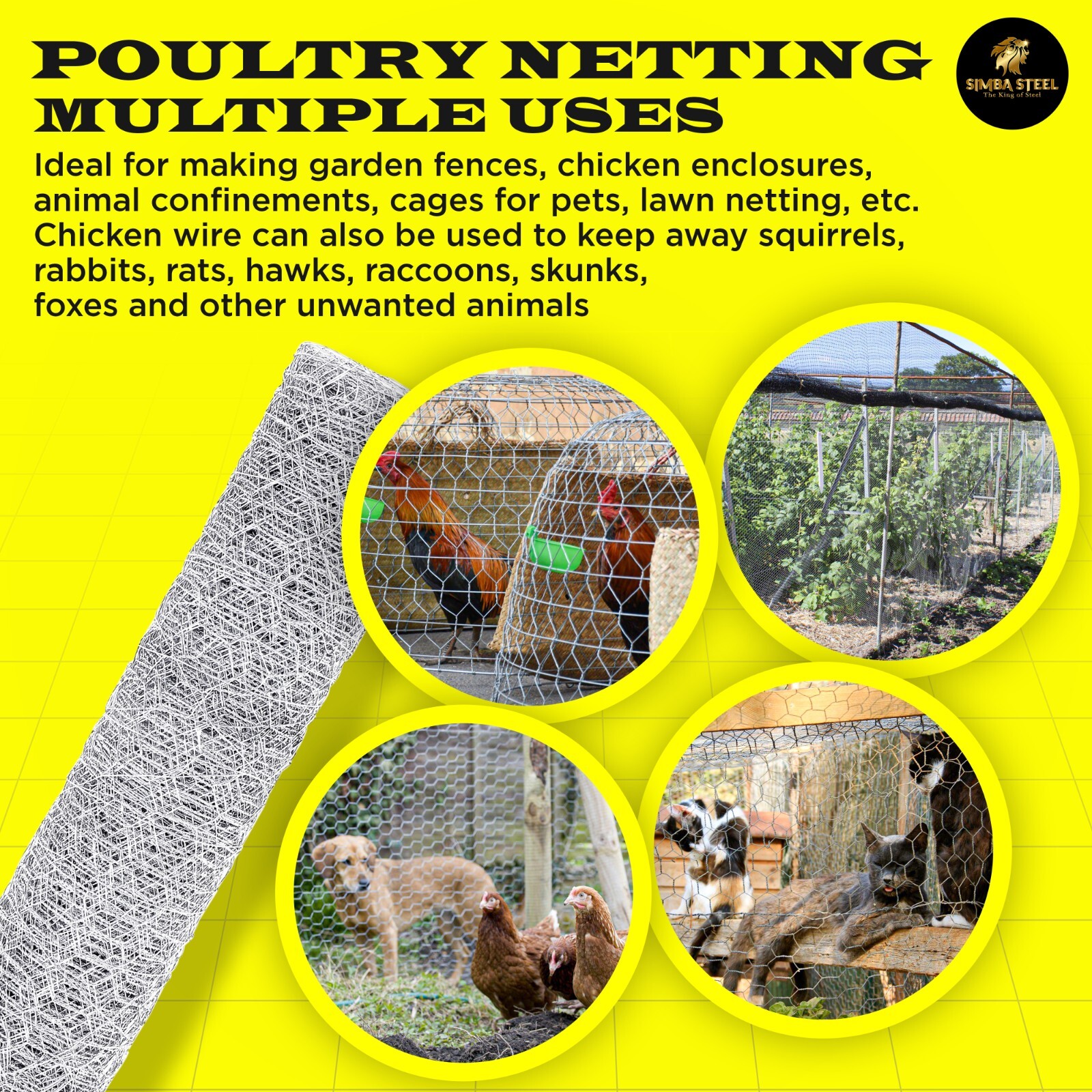 Galvanized Poultry Net - Fencing Chicken Wire 2" Hole - Many Sizes Poultry Mesh gallery